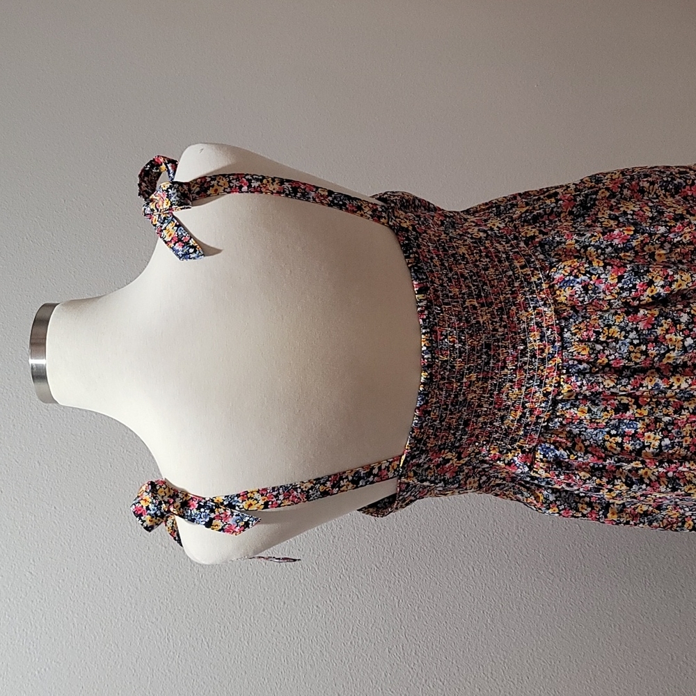 OLD NAVY DITSY FLORAL MINI DRESS CAMI TANK TOP BOHEMIAN RUFFLE HEM XL PETITE - Picture 8 of 12